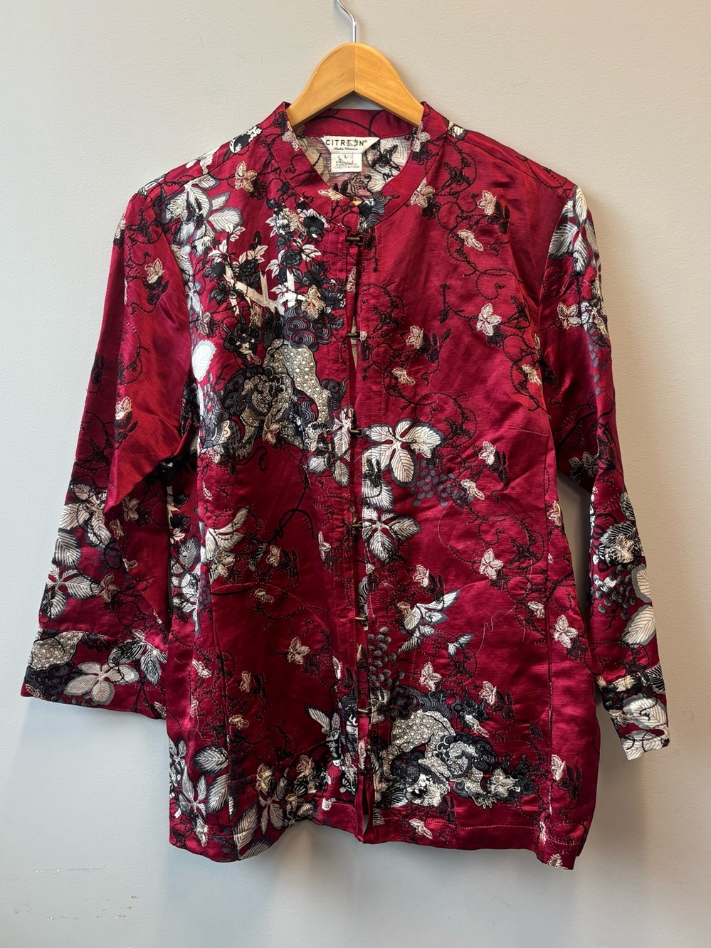 Citron‎ Linen Silk Embroidered Jacket Blouse Large